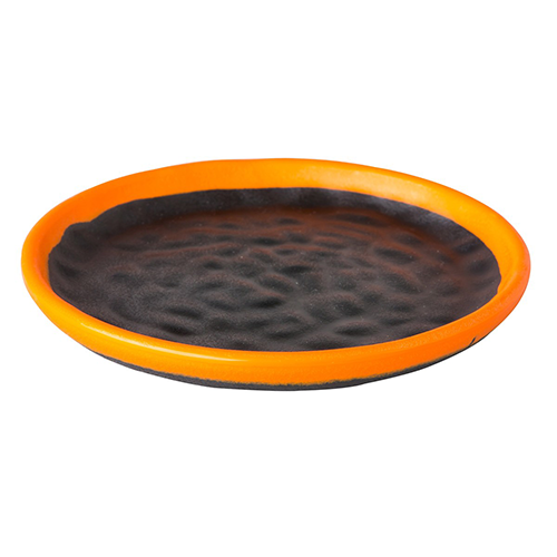 melamine asia sushi bord rond 15cm zwart oranje