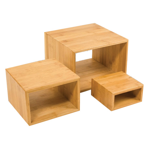 Buffetstaander bamboo naturel set 3 stuks vrijstaand