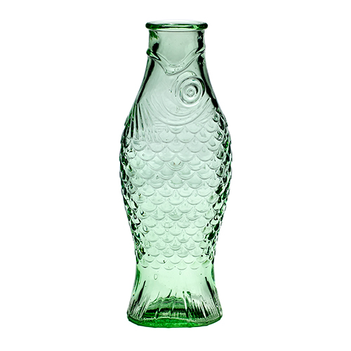 fles karaf 1 liter geperst glas transparant groen fishfish serax servies