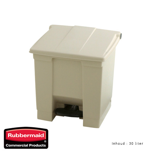 Rubbermaid step on classic afvalcontainer beige 30liter