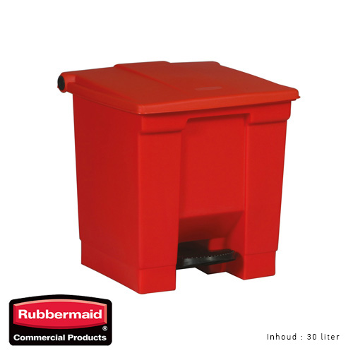 Rubbermaid step on classic afvalcontainer rood 30liter