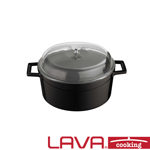 Stoofpan glazen deksel 20cm zwart LAVA cooking 