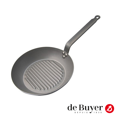 Grillpan de Buyer 30cm geribbeld plaatstaal alle warmtebronnen