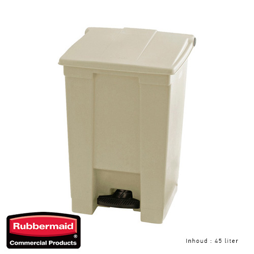 Rubbermaid step on classic afvalcontainer beige 45liter