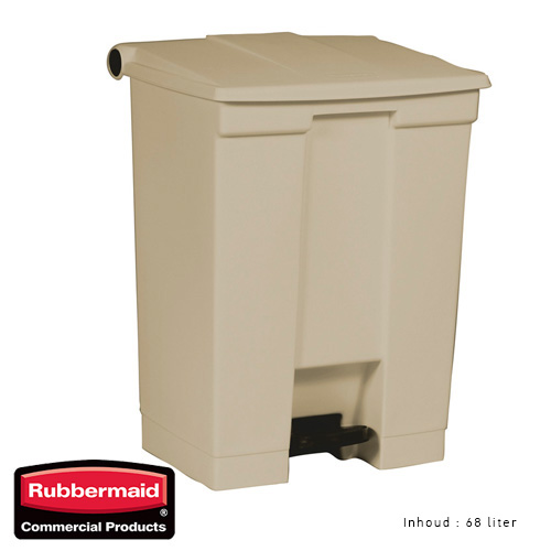 Rubbermaid step on classic afvalcontainer beige 68liter