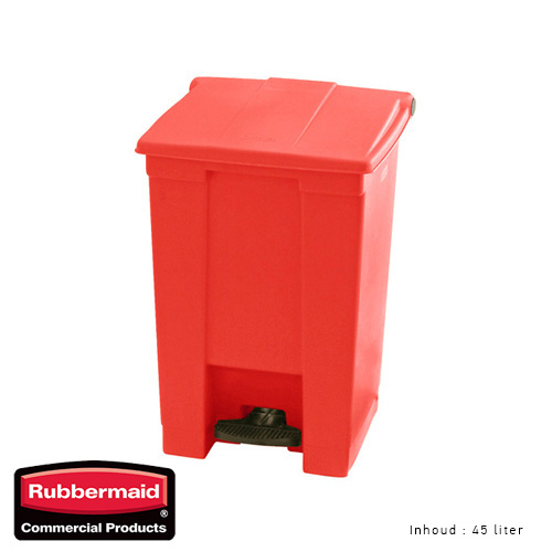 Rubbermaid step on classic afvalcontainer rood 45liter