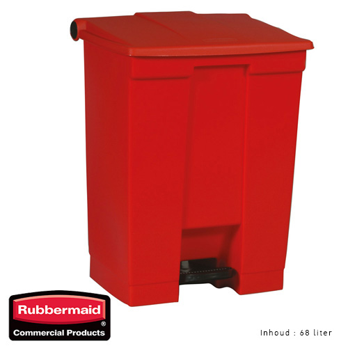 Rubbermaid step on classic afvalcontainer rood 68liter