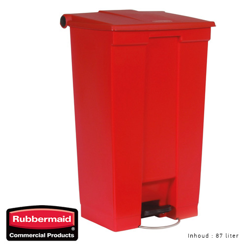 Rubbermaid step on classic afvalcontainer rood 87liter