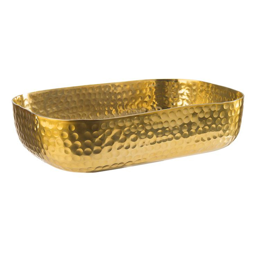 Schaal gehamerd afm 23x15.5cm goud look