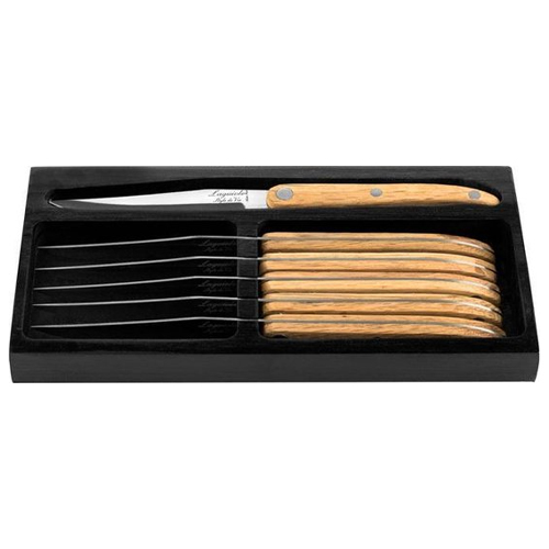 Steakmes laguiole eiken glad lemmet set 6 stuks