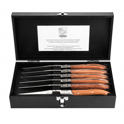 Steakmessen luxury line set 6 st pakka rose