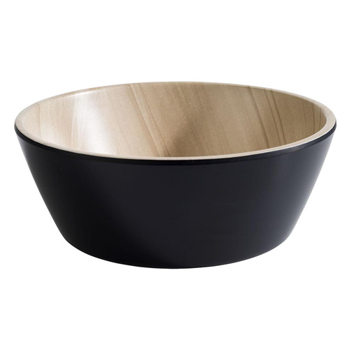 SCHAAL DIAM  15CM  H  5 5CM  MELAMINE ZWART HOUTLOOK