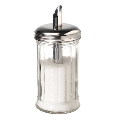 SUIKERSTROOIER INH 30CL GLAS M RVS SCHENKDOP