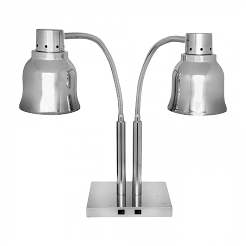 armtelamp op voet 2 delig afm 22x27cm hgt 75cm 230v 500w zilver roestvrijstaal caterchef