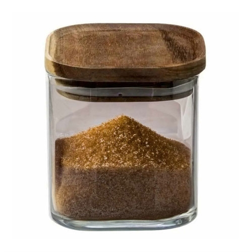 oorraadpot inh 600ml glas met acacia houten deksel
