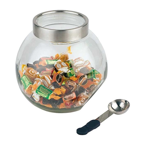 oorraadpot m deksel en lepel diam 20cm glas