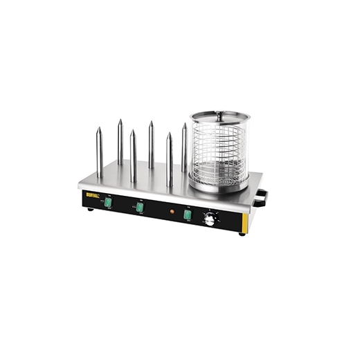 otdogwarmer met 6 warmhoudpennen afm 670x340x370mm 230v 750w buffalo