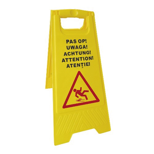 aarschuwingsbord natte vloer in 5 talen